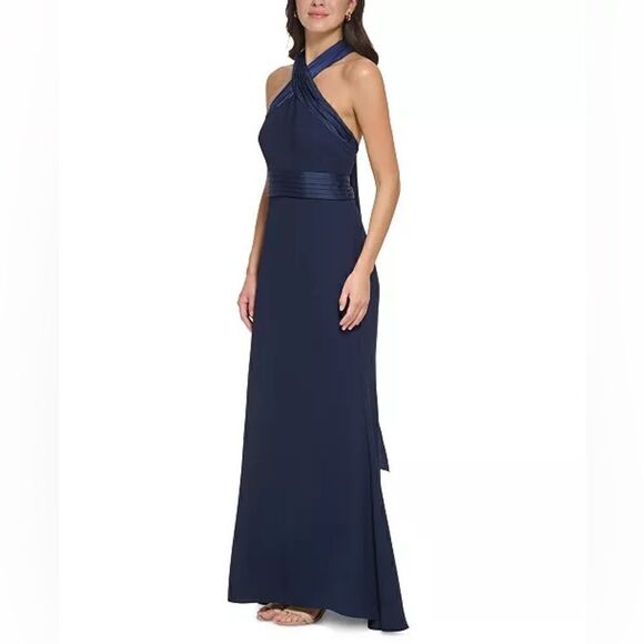 ELIZA J
Women's Halter-Wrap-Neck Crepe-Back-Satin Gown - Picture 3 of 11